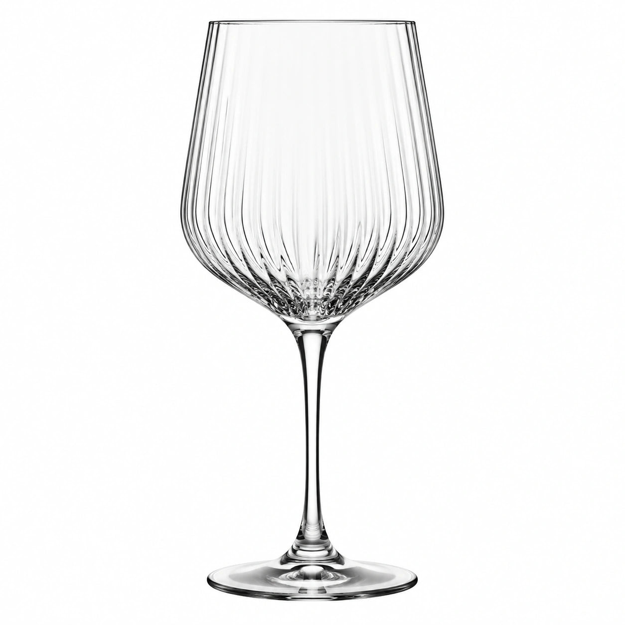 Calice da vino 450 ml in vetro trasparente a coste - 23 cm