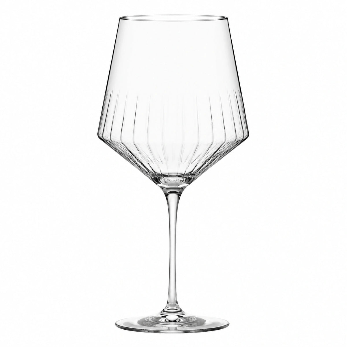 Calice da vino 500 ml in vetro trasparente 23 cm a stelo scanalato