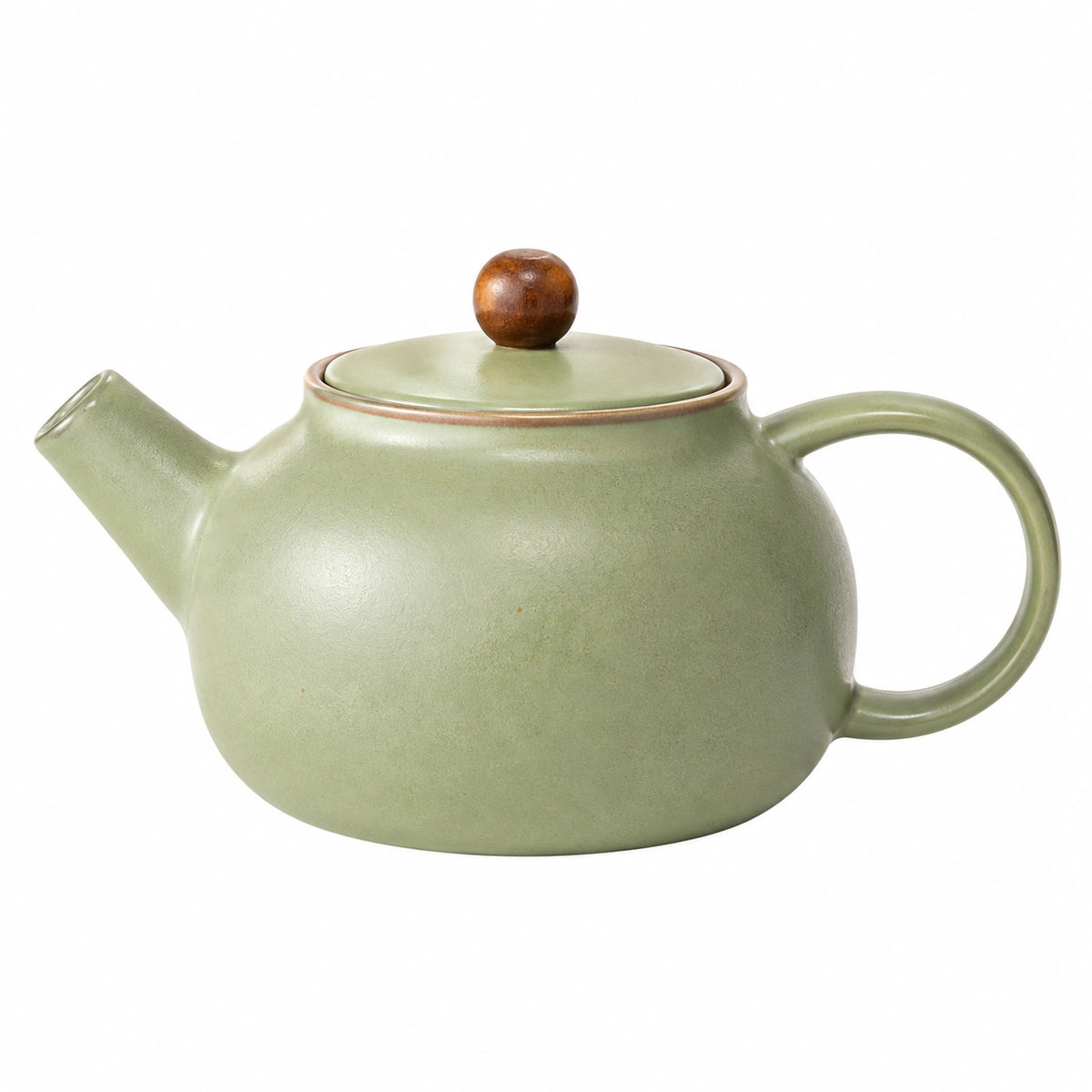 Teiera 0.80 L in ceramica verde con coperchio e manico stile rustico