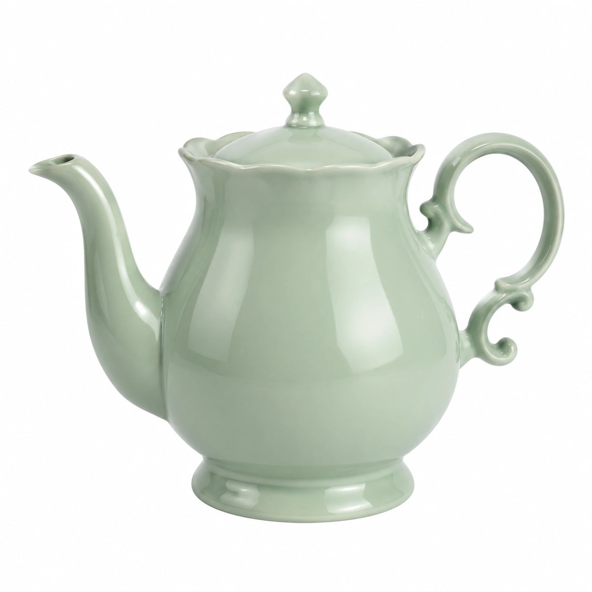 Teiera in ceramica 1.20 L verde salvia con coperchio stile classico
