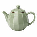 Teiera 1.00 L in ceramica verde salvia con coperchio - design sfaccettato per tè