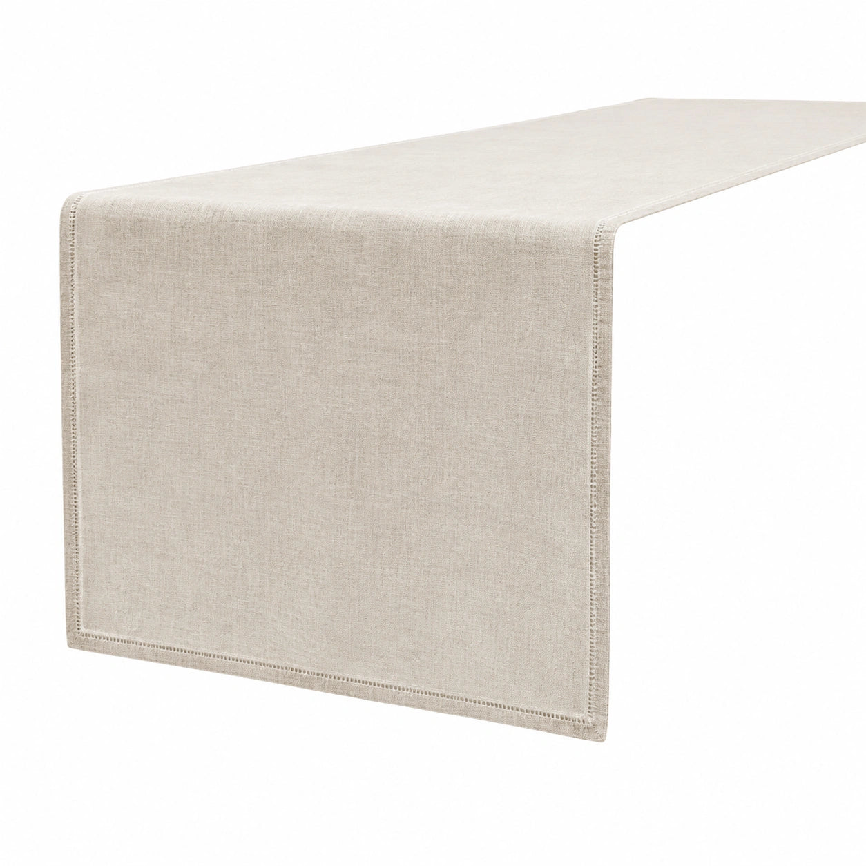 Runner da tavola 180 x 40 cm in tessuto beige effetto lino - stile minimalista
