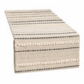 Runner da tavola 180 x 35 cm in tessuto beige e nero a righe stile bohémien