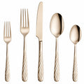Set di posate da tavola 5 pezzi 14-23 cm in acciaio inox oro con manici intrecciati