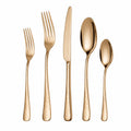 Set posate 5 pezzi in acciaio inox color oro - stile martellato per tavola