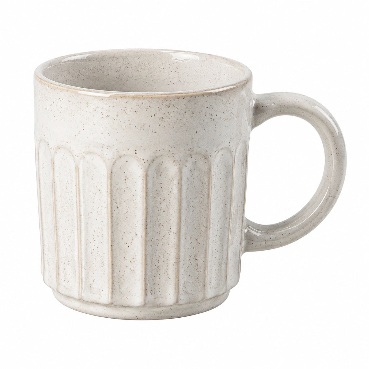 Tazza in ceramica 400 ml beige puntinata con manico stile rustico
