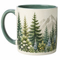 Tazza in ceramica 350 ml avorio e verde con paesaggio montano