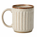 Tazza in ceramica 350 ml beige e marrone con rilievi verticali