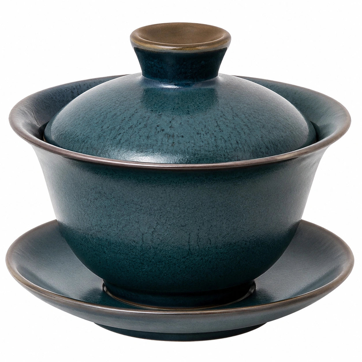 Tazza da tè con coperchio in ceramica blu petrolio 11 cm - stile tradizionale