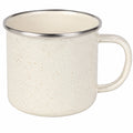 Tazza 450 ml in ceramica crema con bordo argentato stile rustico