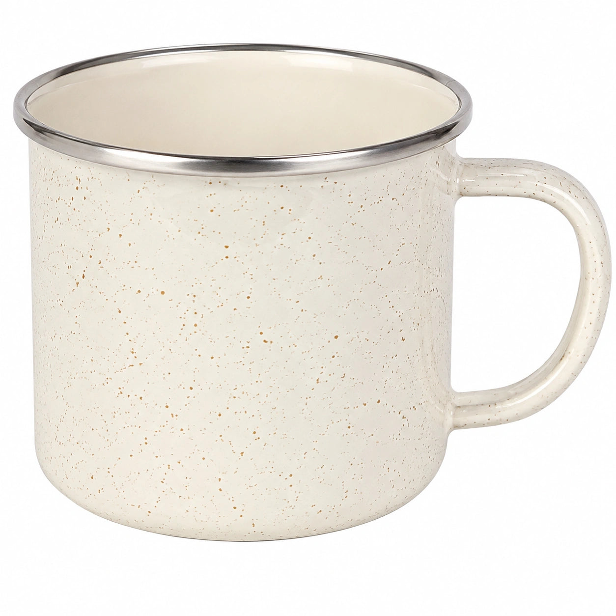 Tazza 450 ml in ceramica crema con bordo argentato stile rustico